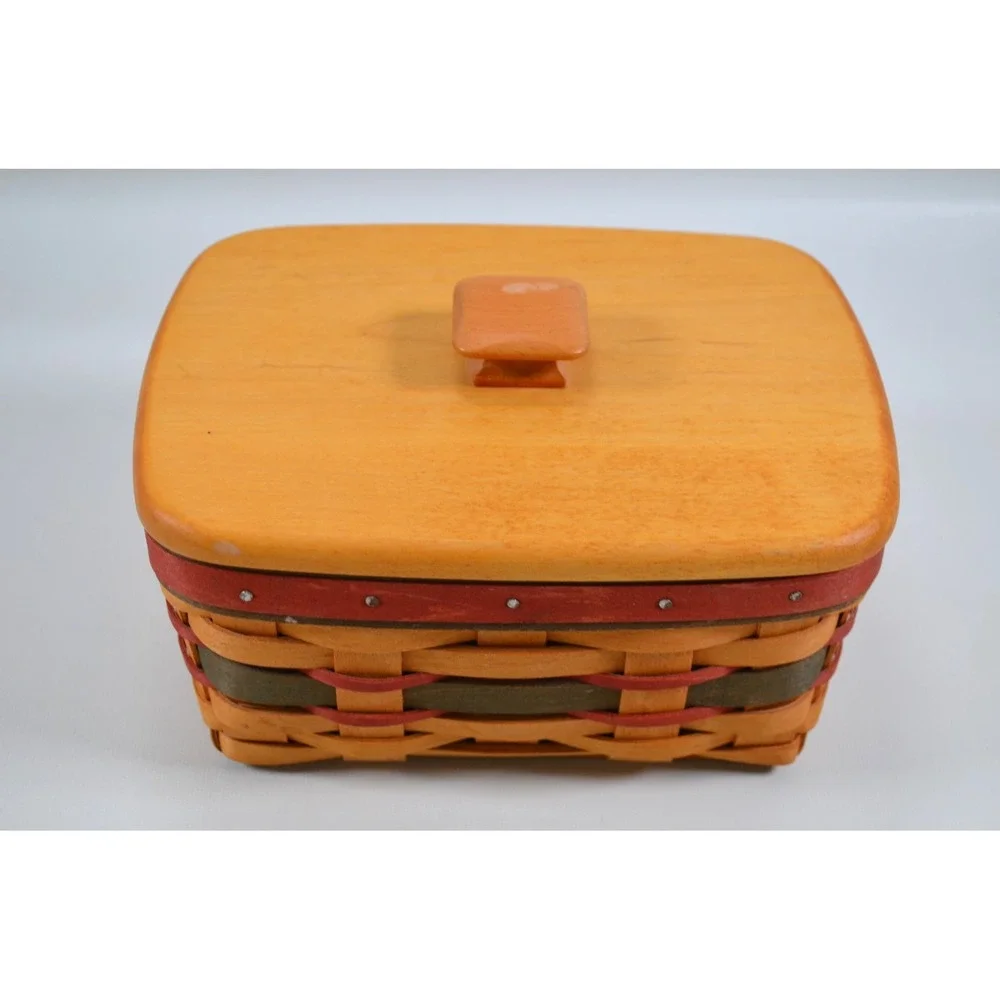 Longaberger 1996 Father's Day Address Rolodex Basket w Lid Protector and Cards